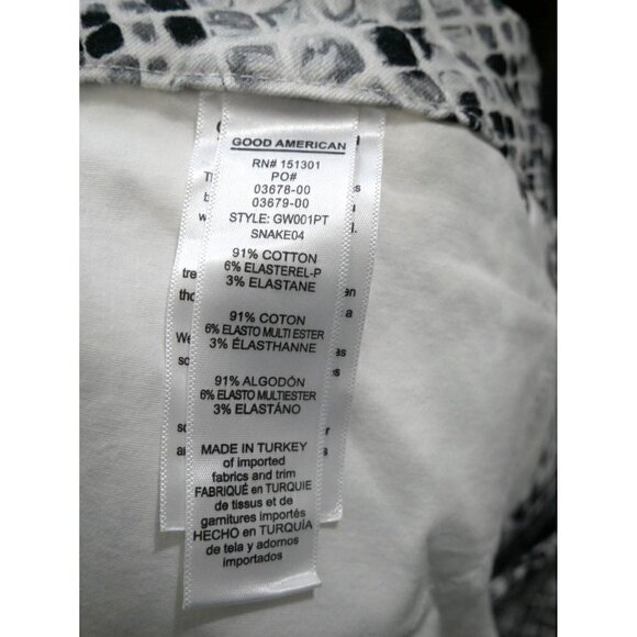 NWT Good American Good Waist Snake Print Skinny Jeans Black White 22 - Picture 6 of 6